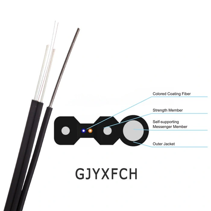 LSZH Jacket Self-Supporting Outdoor FTTH Cable 2 Core Optic Fiber Cable FTTH