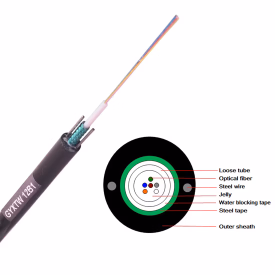 LSZH Jacket Self-Supporting Outdoor FTTH Cable 2 Core Optic Fiber Cable FTTH