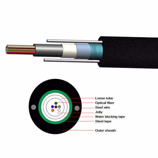 LSZH Jacket Self-Supporting Outdoor FTTH Cable 2 Core Optic Fiber Cable FTTH