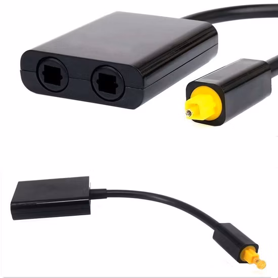 Fast Shipping Digital Optical Audio Splitter Adapter Fiber Optic Audio Cable 1 in 2 out Black 